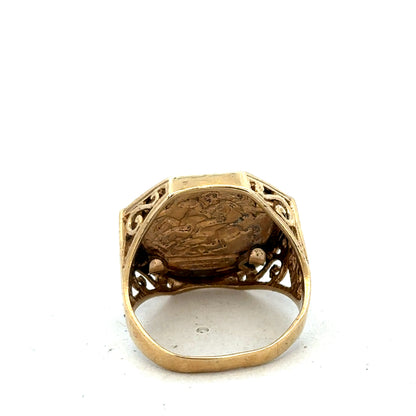9ct yellow gold St George ring size T (sh25575l)