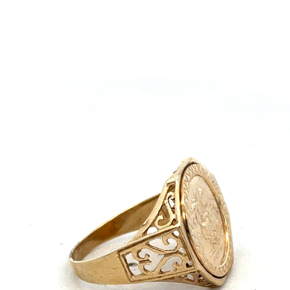 9ct yellow gold St George ring size T (sh27516b)