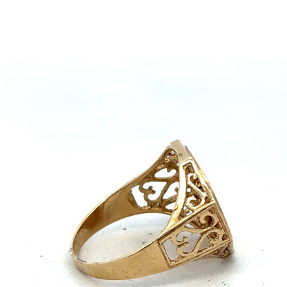 9ct yellow gold St George ring size T (sh27516b)