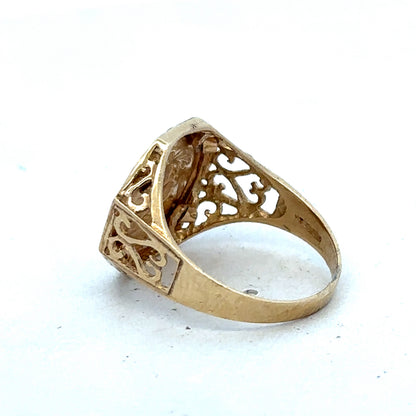 9ct yellow gold St George ring size T (sh27516b)