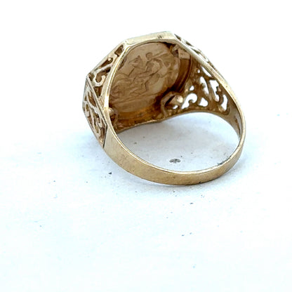 9ct yellow gold St George ring size T (sh27516b)