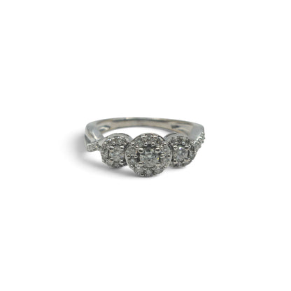 18ct white gold triple cluster diamond ring  sh27253b