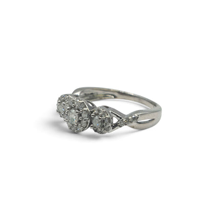 18ct white gold triple cluster diamond ring  sh27253b