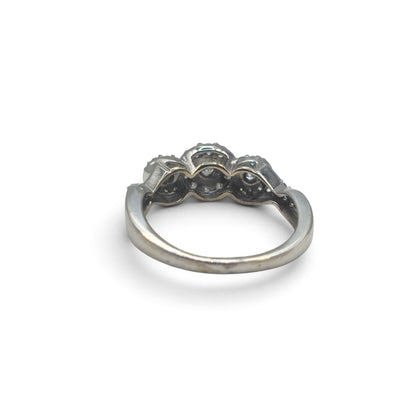 18ct white gold triple cluster diamond ring  sh27253b