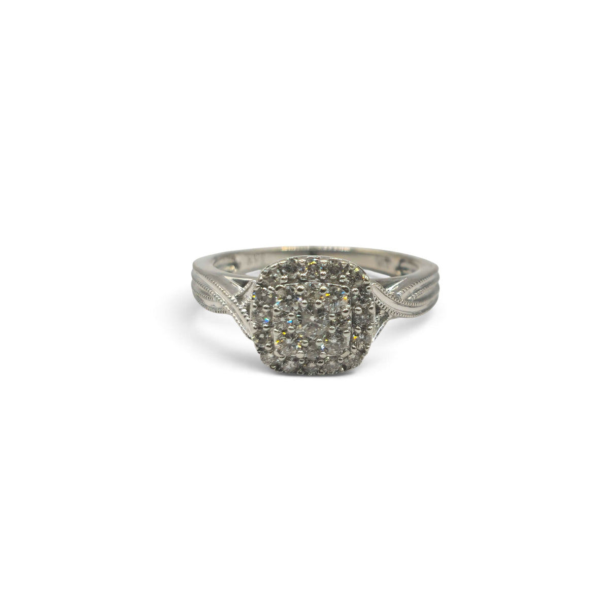 9ct white gold diamond cluster ring sh27207b