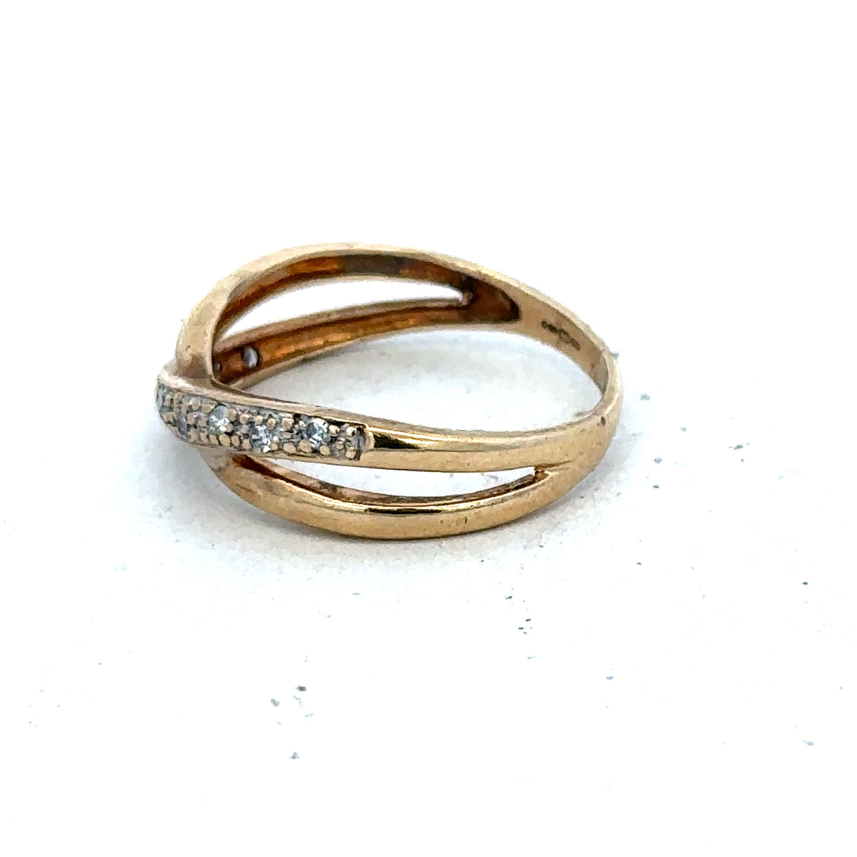9ct yellow gold ring in size N with a smooth band, crafted by Reeves and Sons, displayed on a neutral background