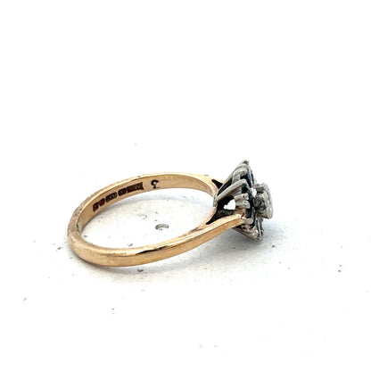 9ct yellow gold ring size J from Reeves and Sons, featuring a smooth polished band, shown on a neutral background.