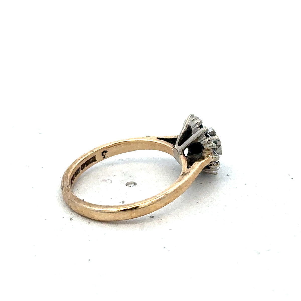 9ct yellow gold ring in size J by Reeves and Sons, featuring a smooth polished band and classic design.