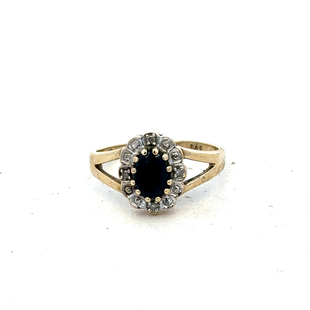 9ct yellow gold sapphire and diamond ring size K (sh25594l)