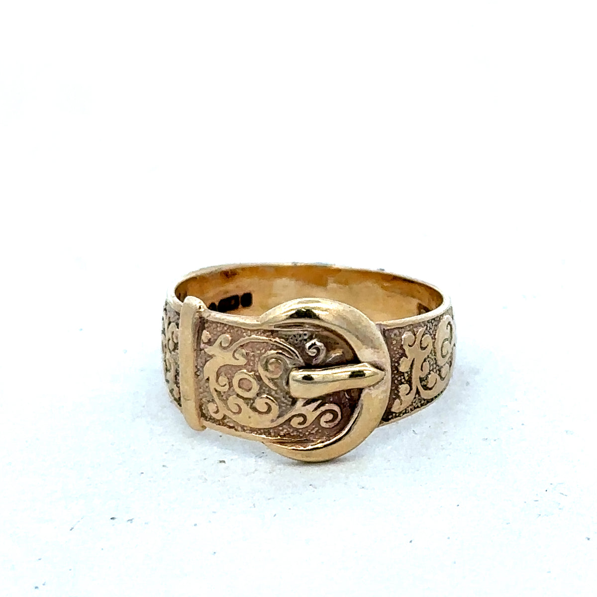 9ct yellow gold buckle ring size N (sh25610l)