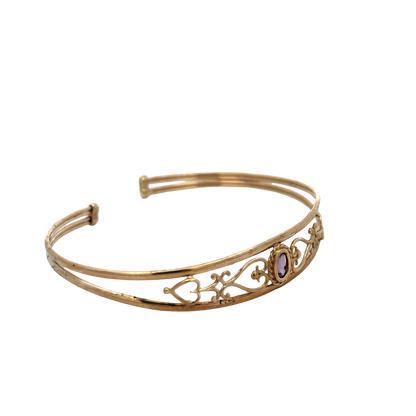 9ct yellow gold amethyst bangle 5.2g (sh27591b)