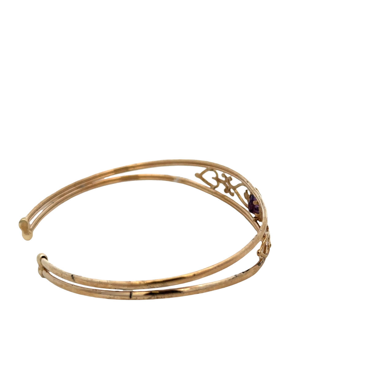 9ct yellow gold amethyst bangle 5.2g (sh27591b)