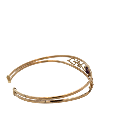 9ct yellow gold amethyst bangle 5.2g (sh27591b)