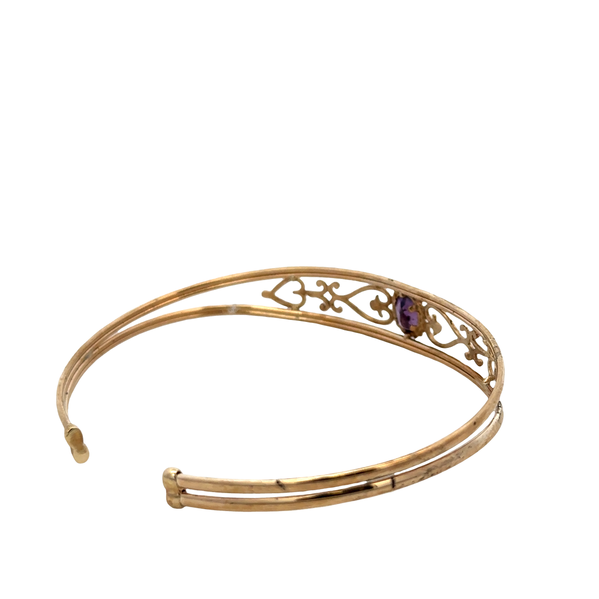 9ct yellow gold amethyst bangle 5.2g (sh27591b)