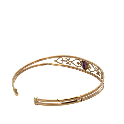 9ct yellow gold amethyst bangle 5.2g (sh27591b)