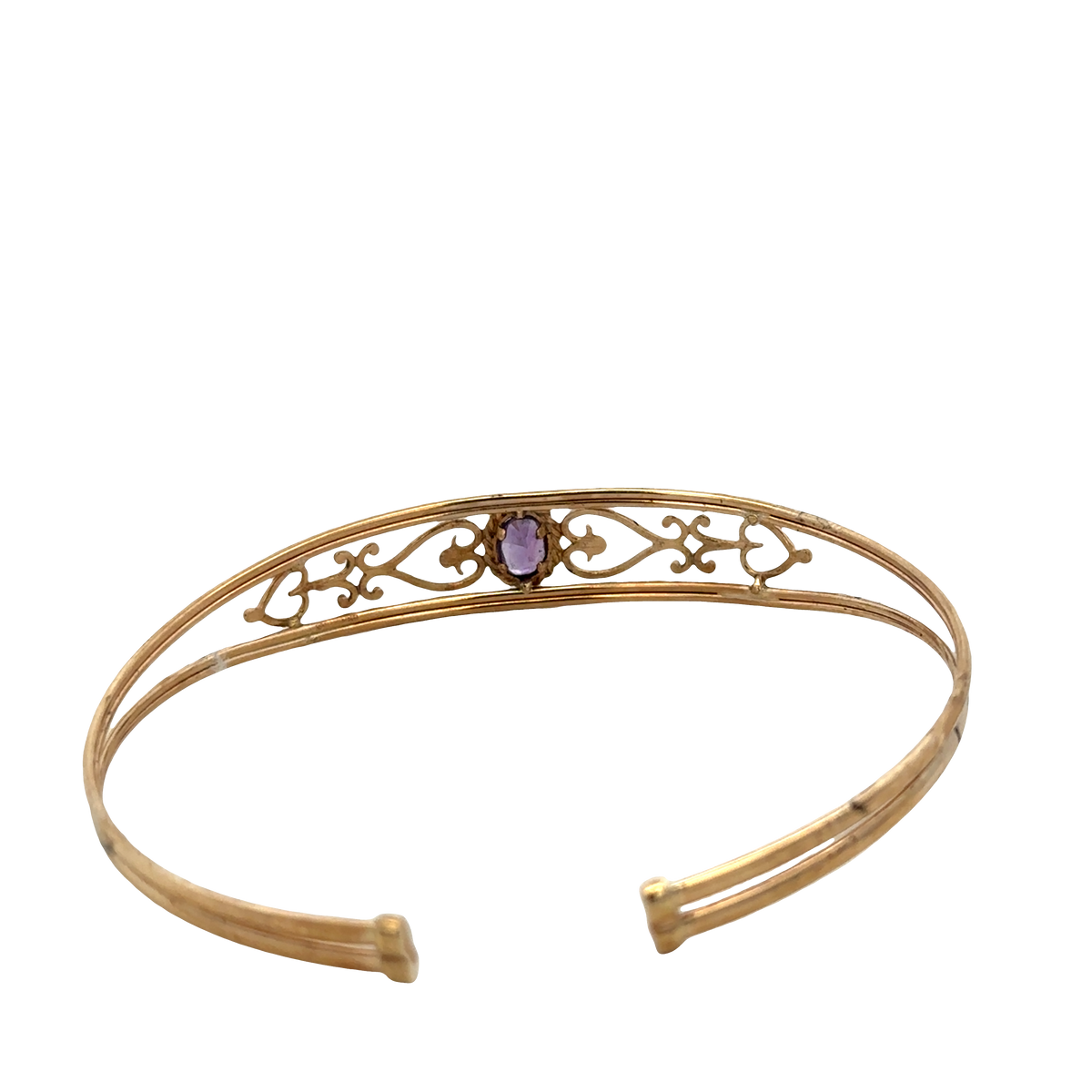9ct yellow gold amethyst bangle 5.2g (sh27591b)