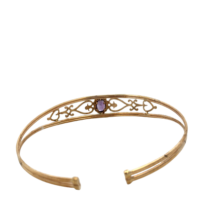 9ct yellow gold amethyst bangle 5.2g (sh27591b)