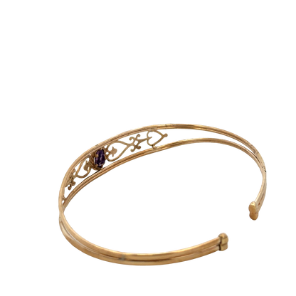 9ct yellow gold amethyst bangle 5.2g (sh27591b)