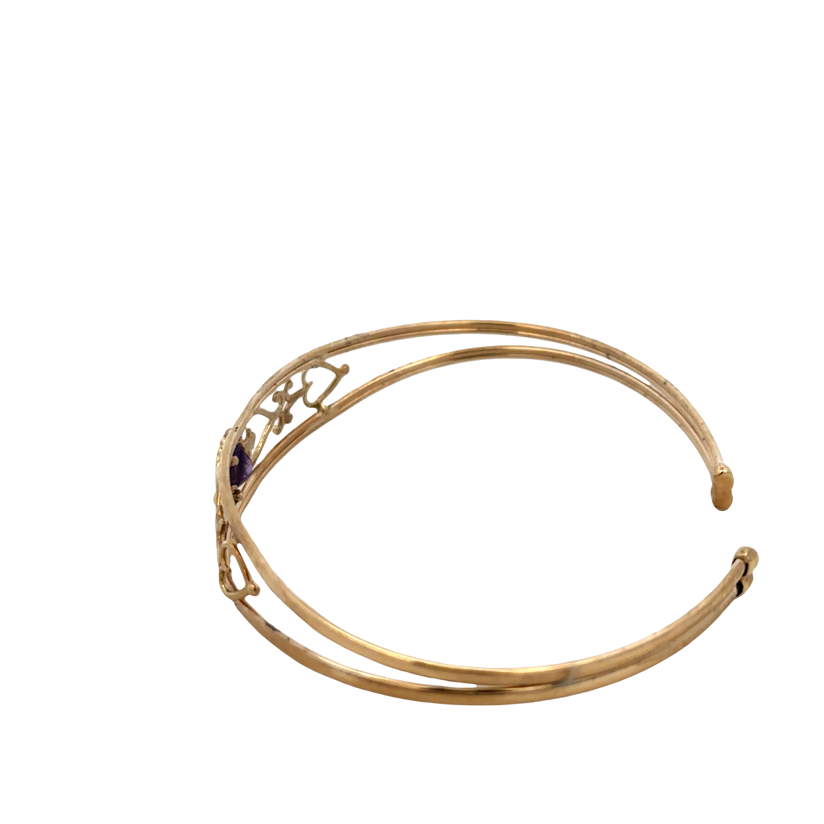 9ct yellow gold amethyst bangle 5.2g (sh27591b)