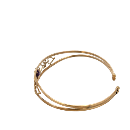 9ct yellow gold amethyst bangle 5.2g (sh27591b)