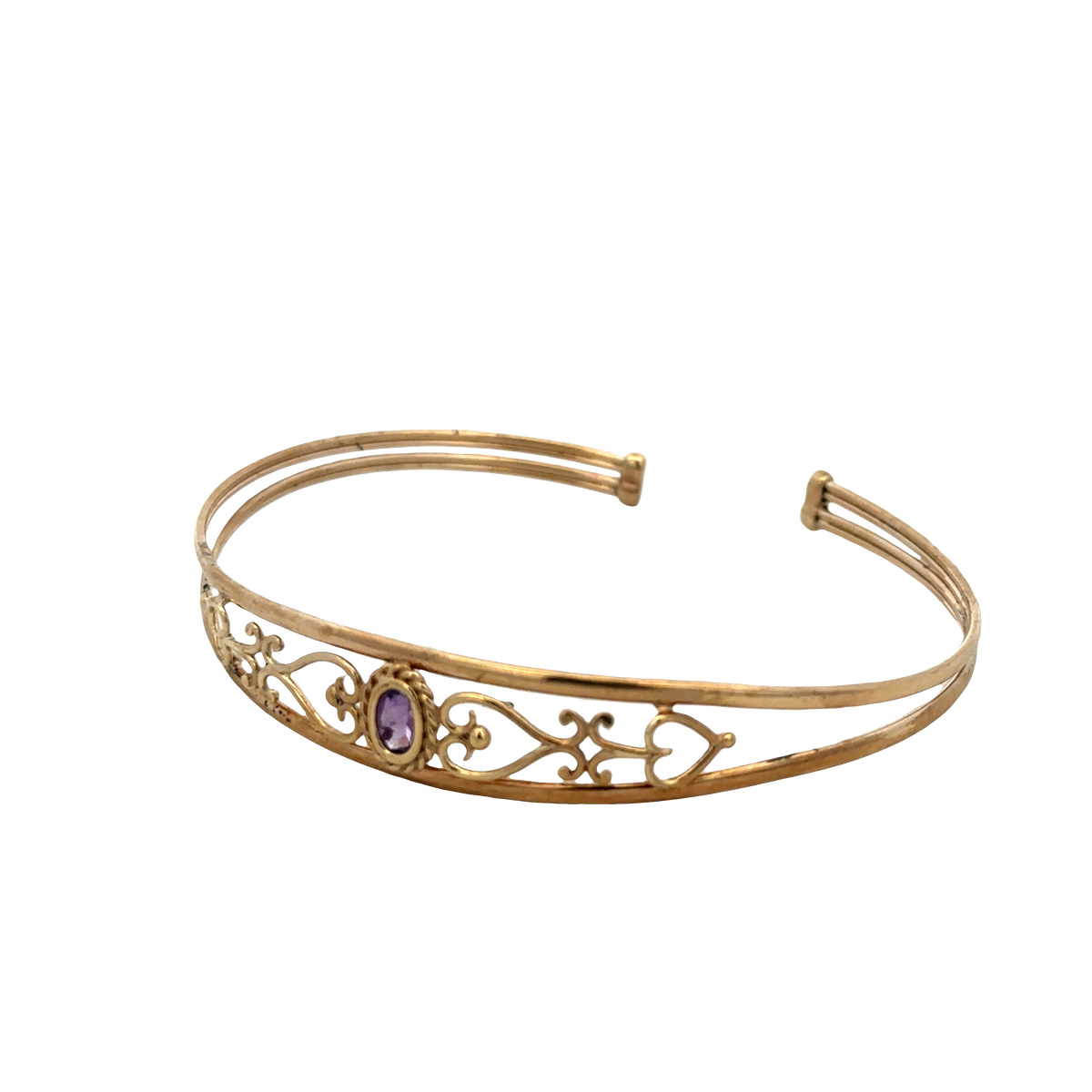 9ct yellow gold amethyst bangle 5.2g (sh27591b)