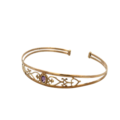9ct yellow gold amethyst bangle 5.2g (sh27591b)