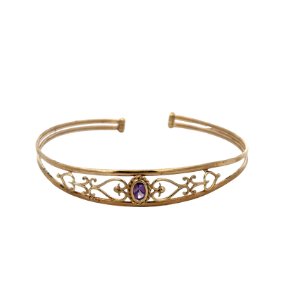 9ct yellow gold amethyst bangle 5.2g (sh27591b)