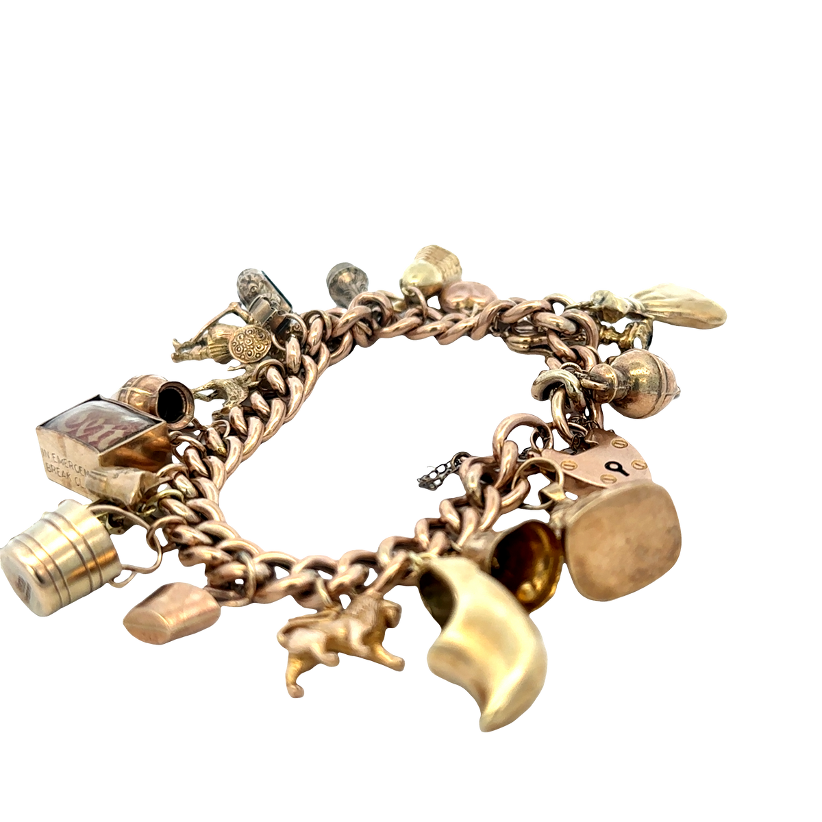 9ct yellow gold charm bracelet 46.8g (sh27587b)