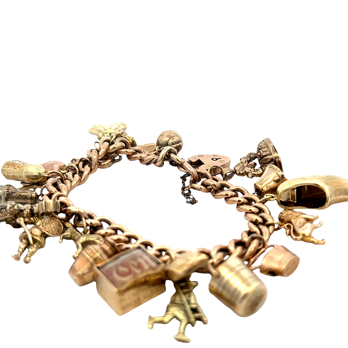 9ct yellow gold charm bracelet 46.8g (sh27587b)