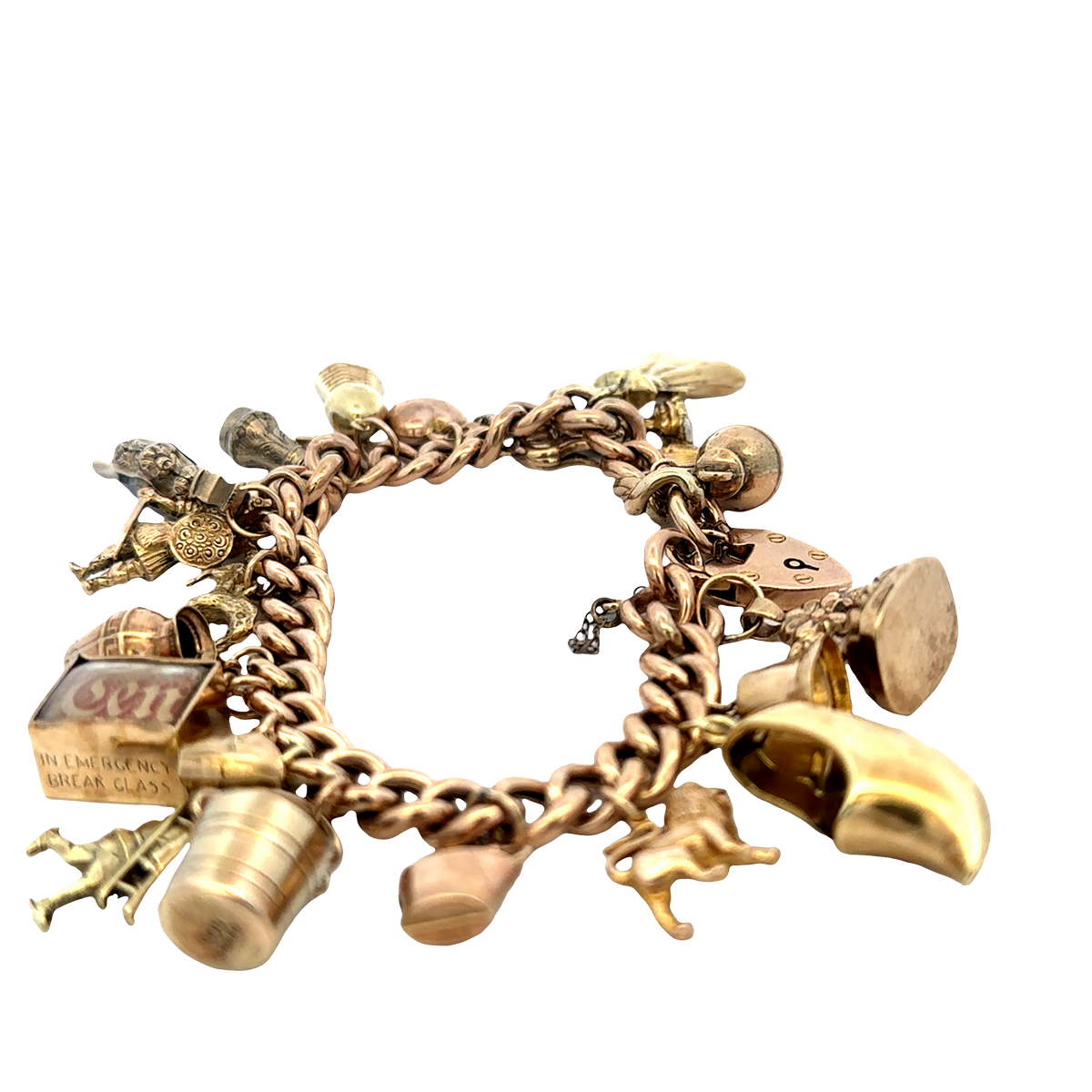 9ct yellow gold charm bracelet 46.8g (sh27587b)