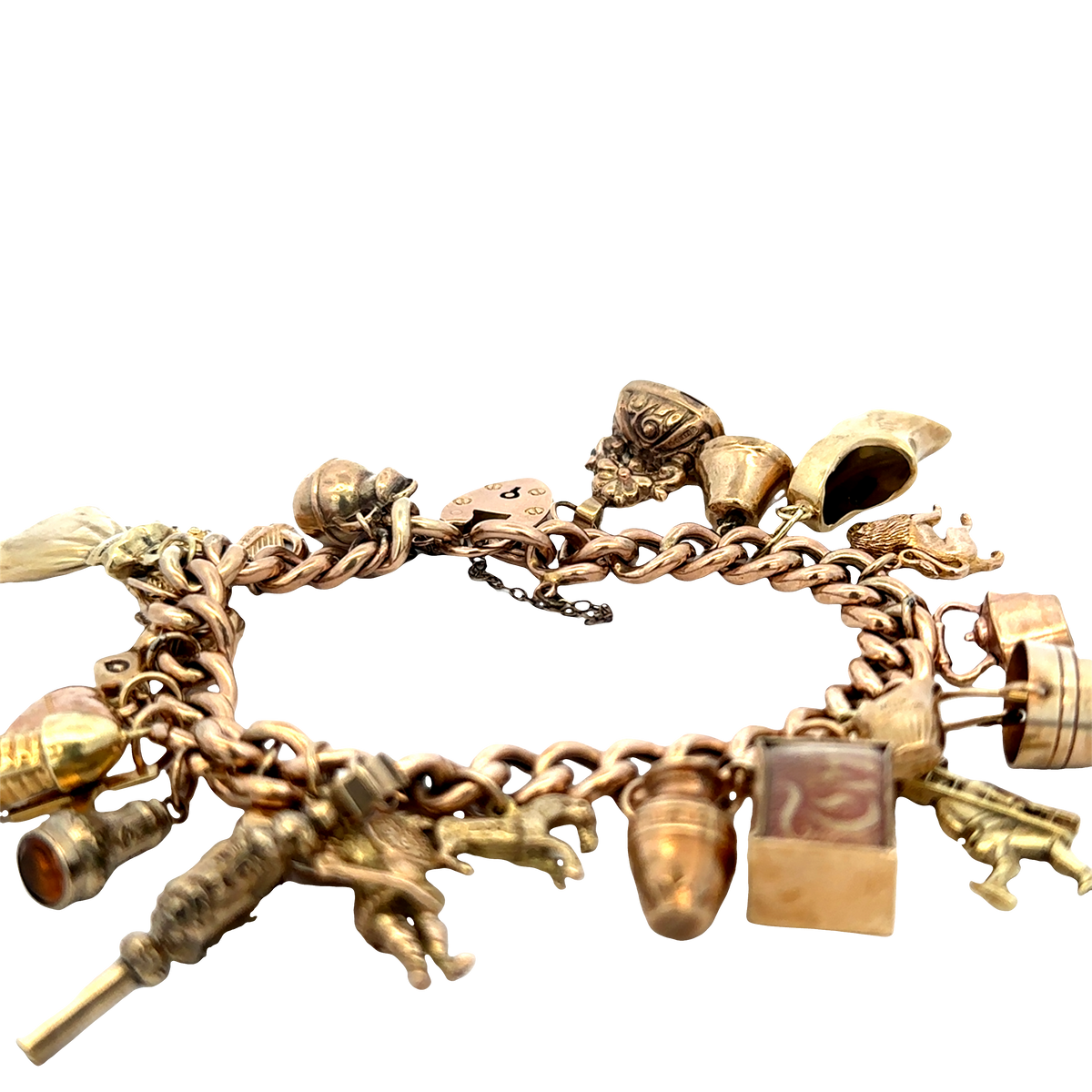 9ct yellow gold charm bracelet 46.8g (sh27587b)