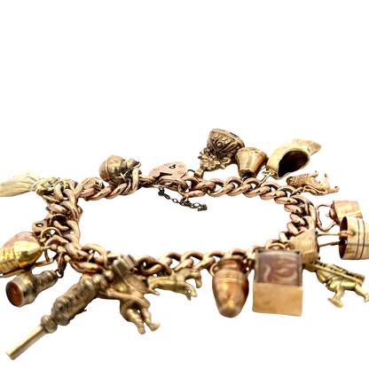 9ct yellow gold charm bracelet 46.8g (sh27587b)