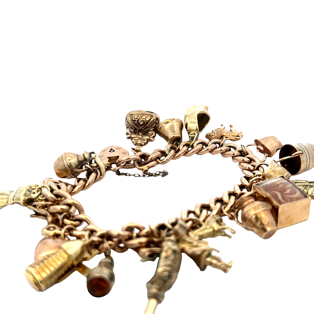 9ct yellow gold charm bracelet 46.8g (sh27587b)