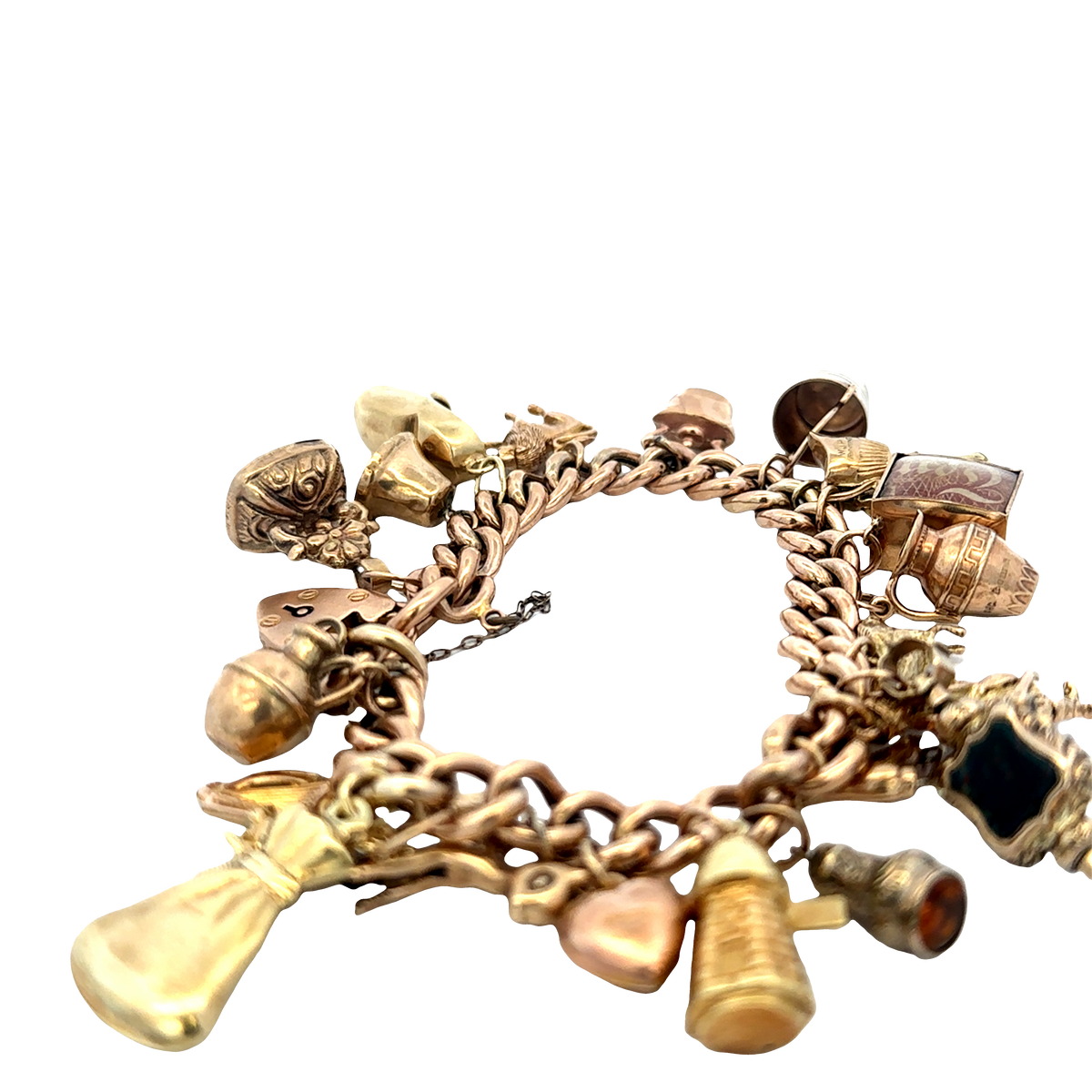 9ct yellow gold charm bracelet 46.8g (sh27587b)