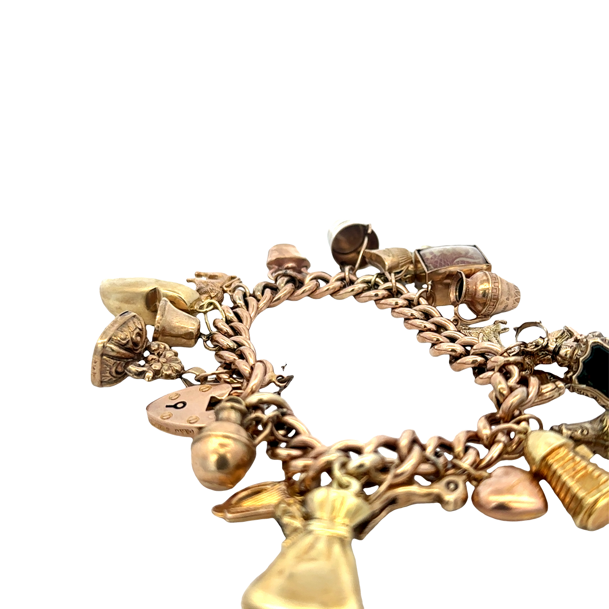 9ct yellow gold charm bracelet 46.8g (sh27587b)