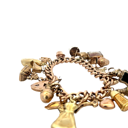 9ct yellow gold charm bracelet 46.8g (sh27587b)