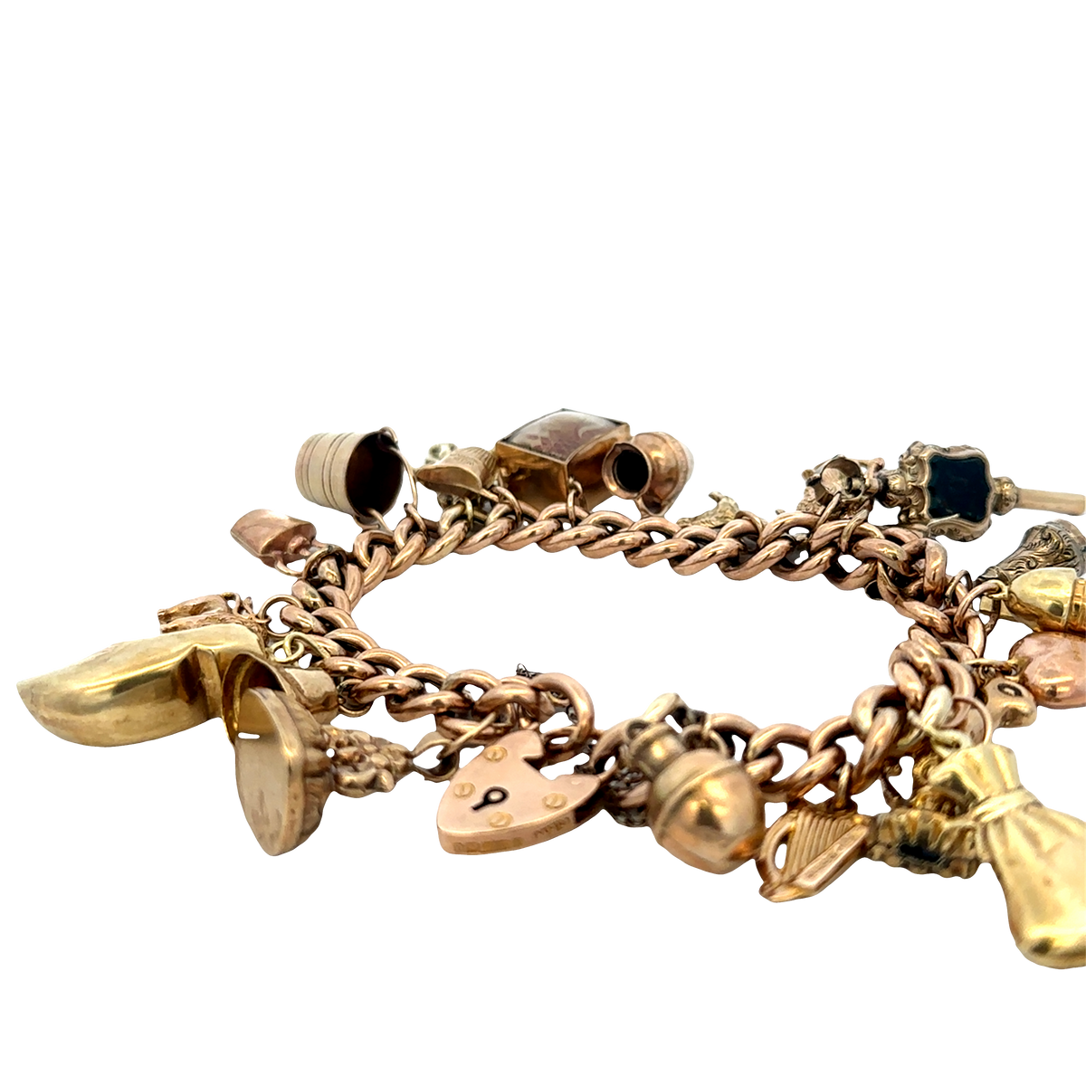9ct yellow gold charm bracelet 46.8g (sh27587b)