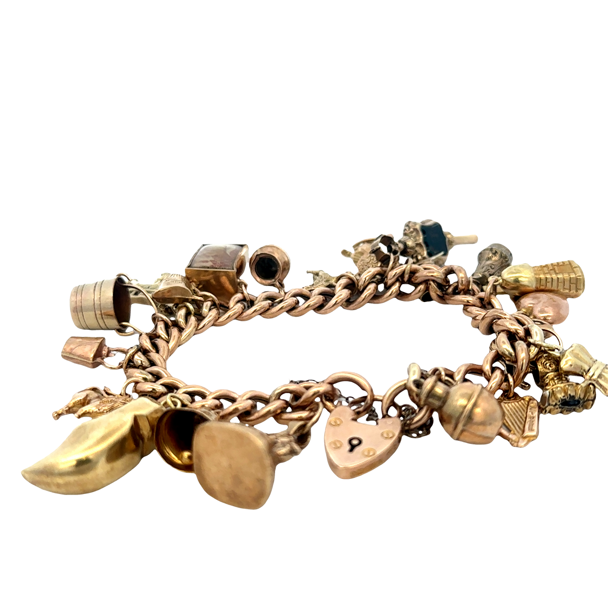 9ct yellow gold charm bracelet 46.8g (sh27587b)