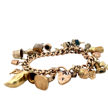 9ct yellow gold charm bracelet 46.8g (sh27587b)