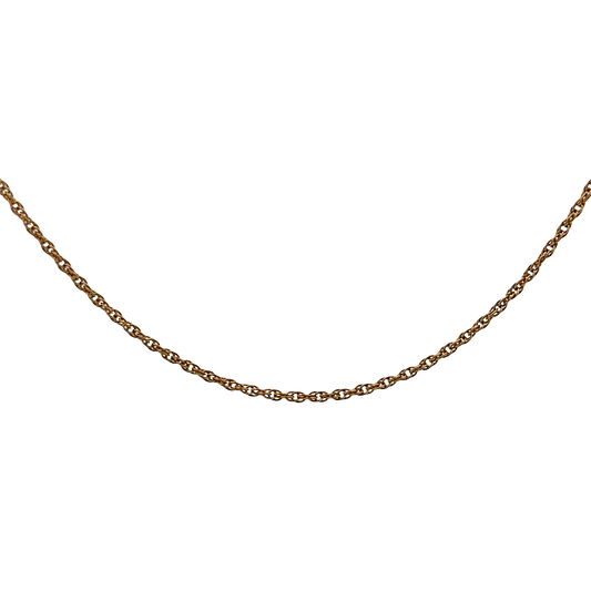 9ct yellow gold chain weighing 4.3g, crafted by Reeves and Sons, shown in a detailed close-up image.