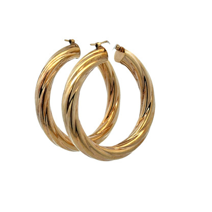 9ct yellow gold hoop earrings 7.2g (sh27747b)