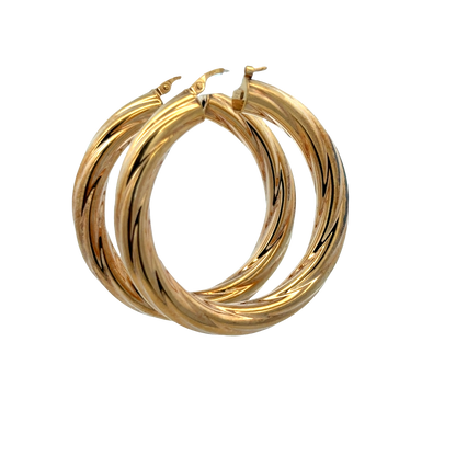 9ct yellow gold hoop earrings 7.2g (sh27747b)