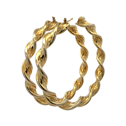 9ct yellow gold hoop earrings 7.3g (sh27768b)