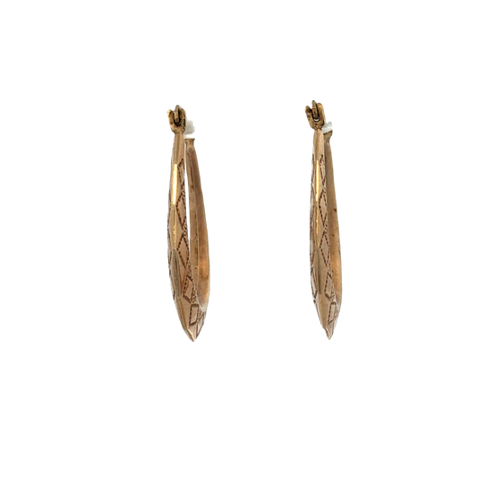 9ct yellow gold hoop earrings by Reeves and Sons, lightweight 1.3g, showcasing classic circular design with a polished finish.