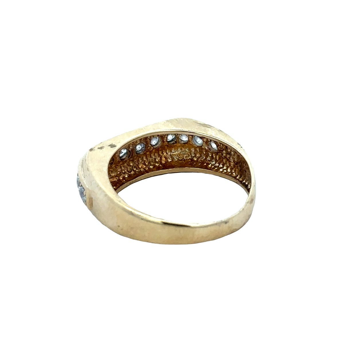 9ct yellow gold ring in size U1/2 with a smooth band, displayed on a white background, by Reeves and Sons.