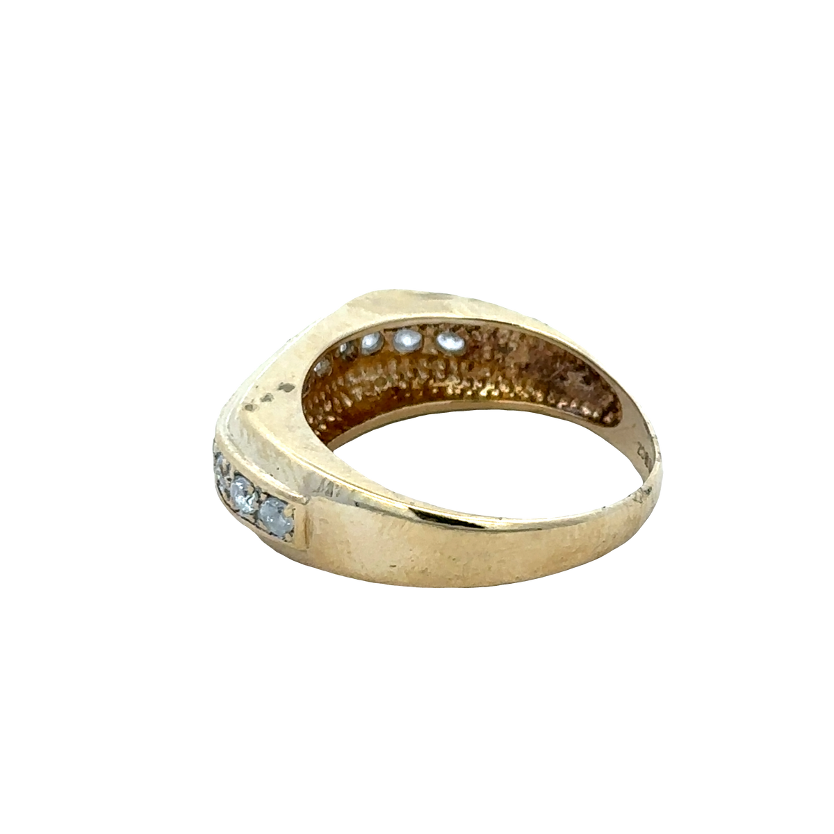 9ct yellow gold ring in size U1/2 with a smooth band, crafted by Reeves and Sons, displayed against a neutral background.