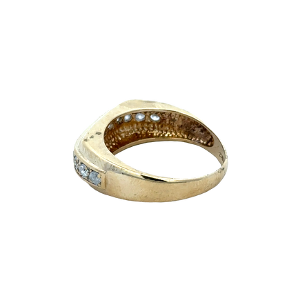 9ct yellow gold ring in size U1/2 with a smooth band, crafted by Reeves and Sons, displayed against a neutral background.