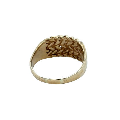 9ct yellow gold keeper ring in size W1/2 by Reeves and Sons, featuring a smooth polished finish and classic design.