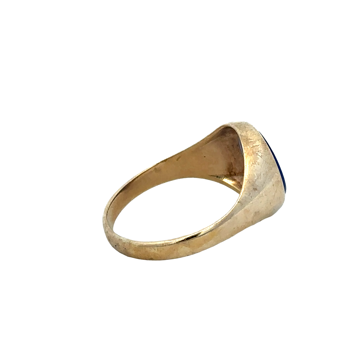 9ct yellow gold signet ring in size X1/2 with Reeves and Sons branding, featuring a polished, classic design.