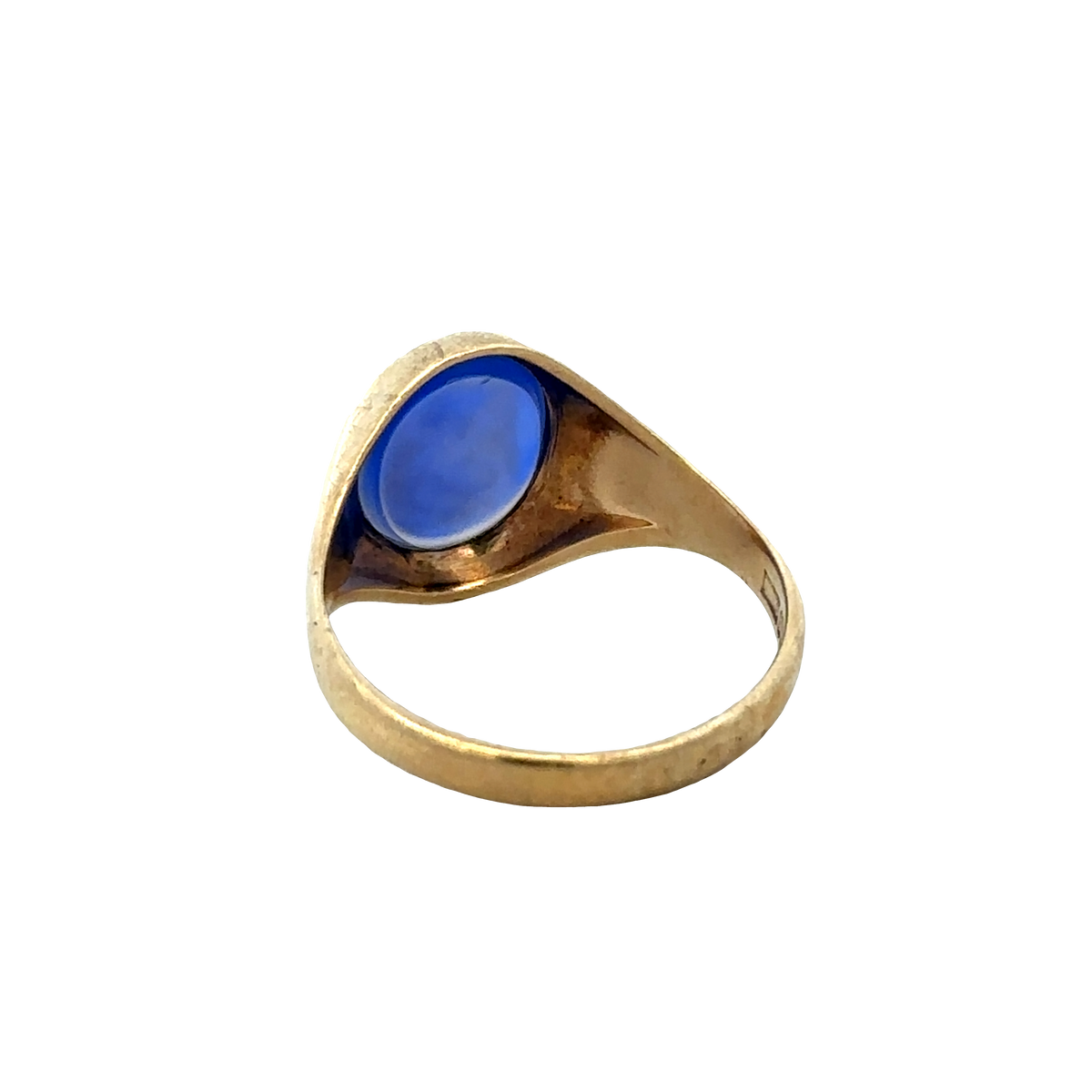 9ct yellow gold signet ring in size X1/2, featuring a smooth, polished surface and classic design by Reeves and Sons.
